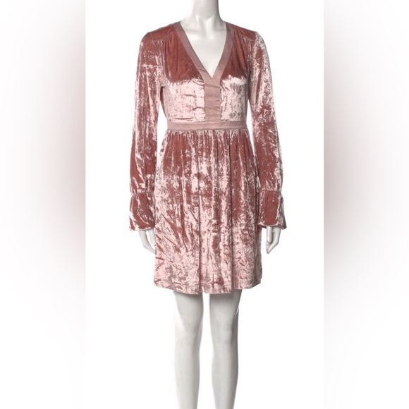 Twin-Set Dresses & Skirts - Twinset Velvet Mini Dress Pink Blush Size 6 Italian‎ Size 42 New